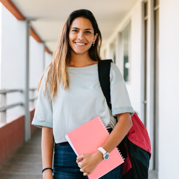 Girl with a backpack
